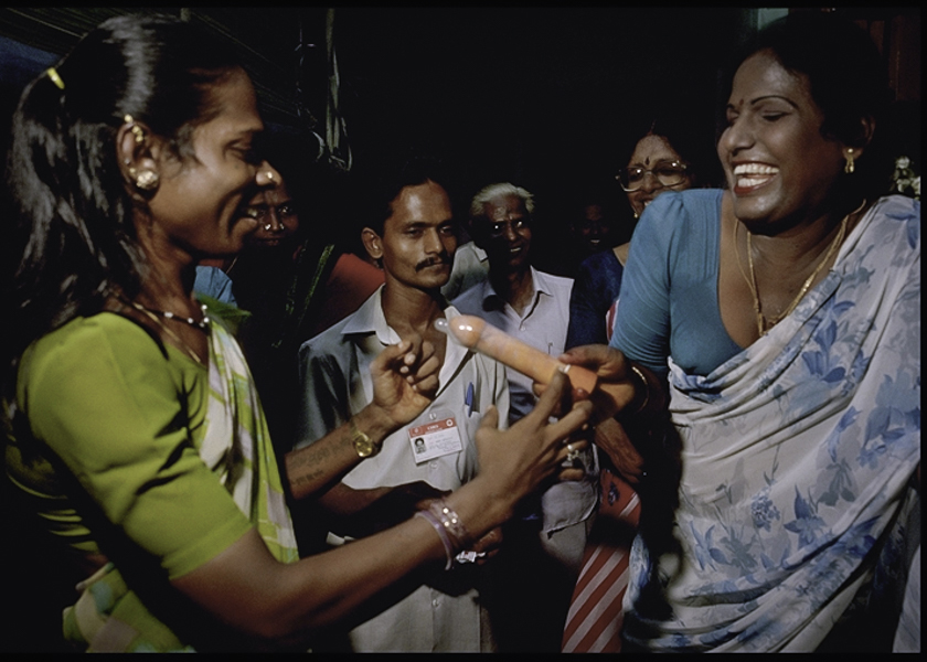 Aids awareness demonstration for Hijra sex workers, Saravanapakkam, Tamil Nadu